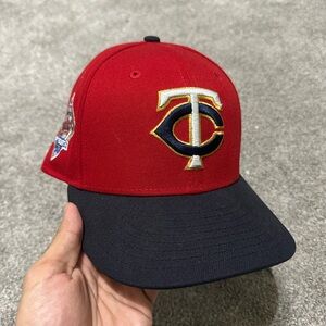 59FIFTY Red and Black Baseball Cap with Logo 7 1/4